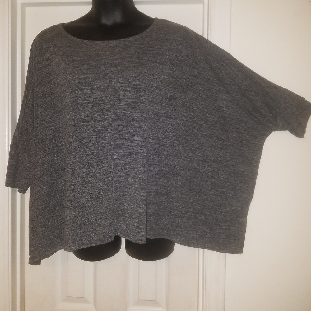 Gray Dolman Plus Size Crop Shirt